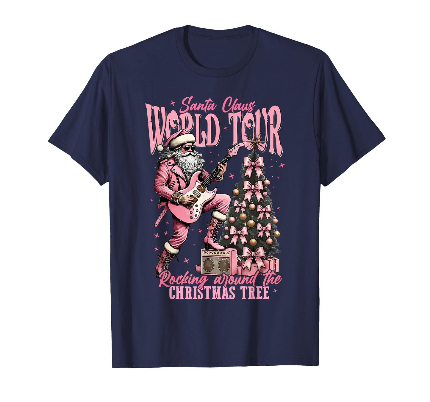 Santa Claus World Tour Rocking Around The Christmas Tree T-Shirt