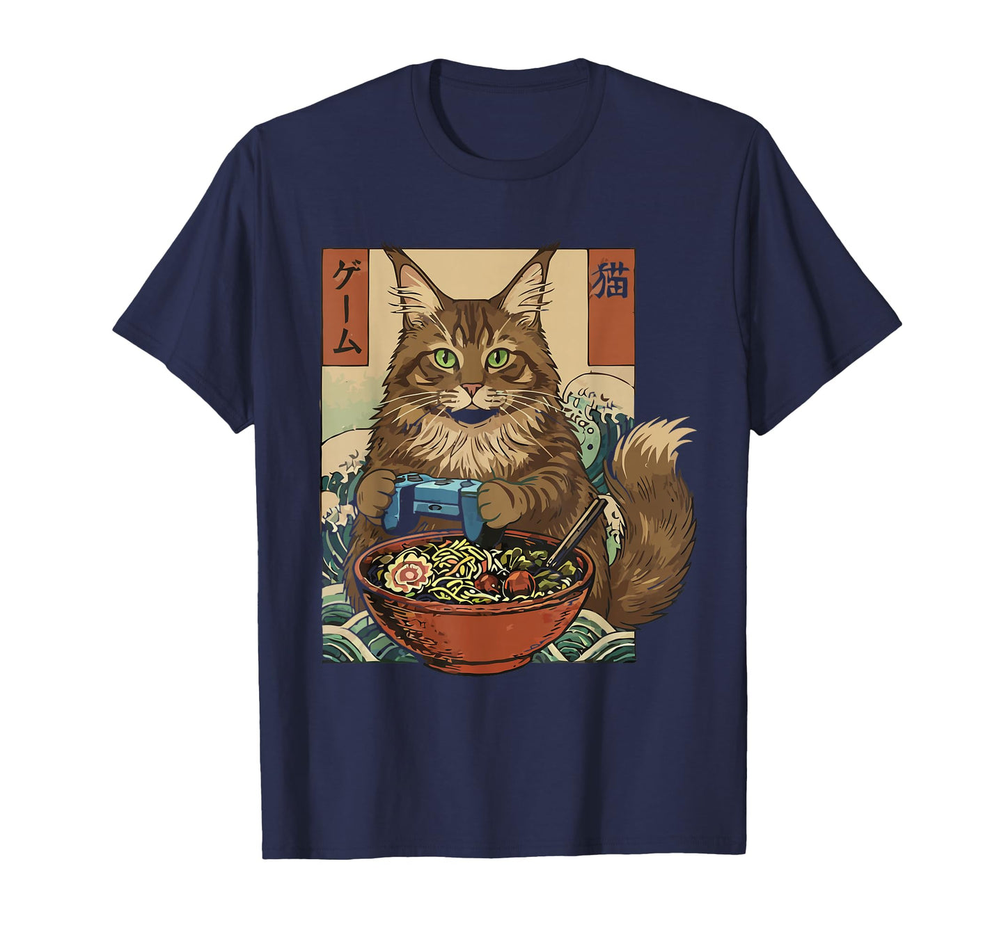 Cute Kawaii Gamer Cat Funny Ramen Retro Japanese Cat Gaming T-Shirt