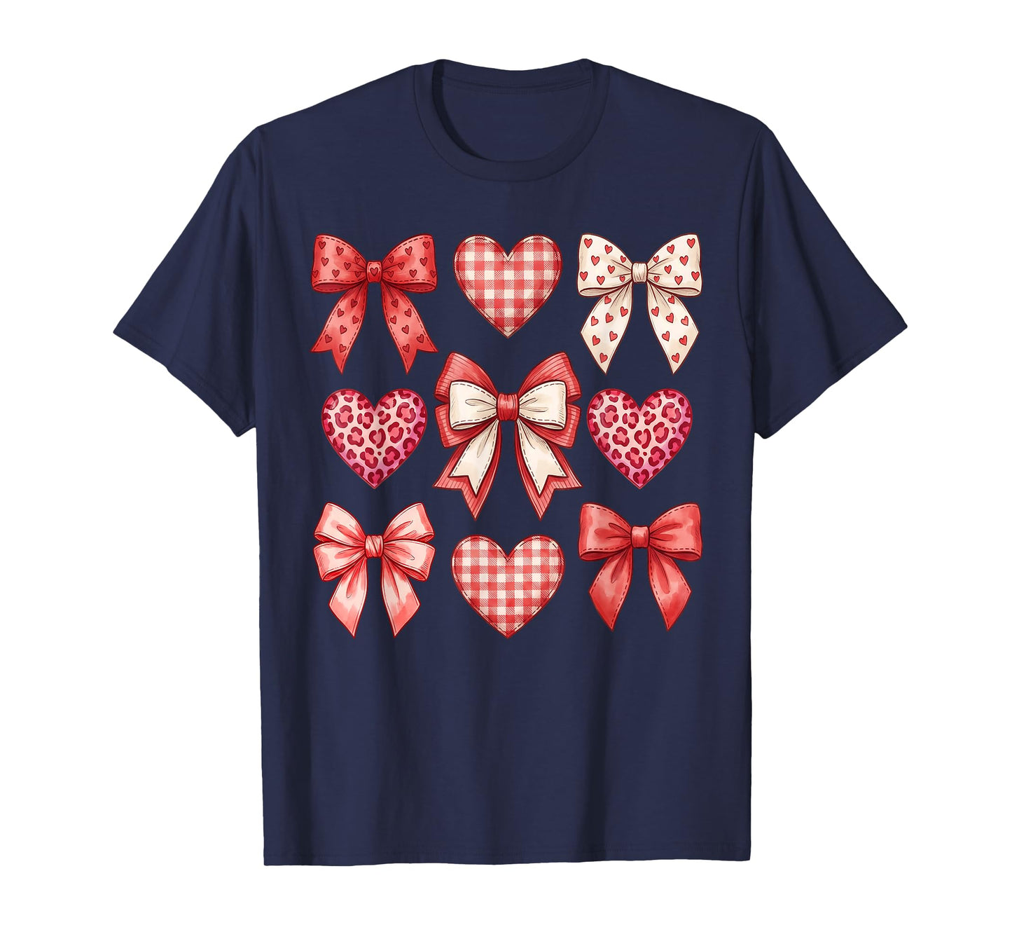 Hearts Coquette Bows Valentines Day for Women Girls Kids T-Shirt