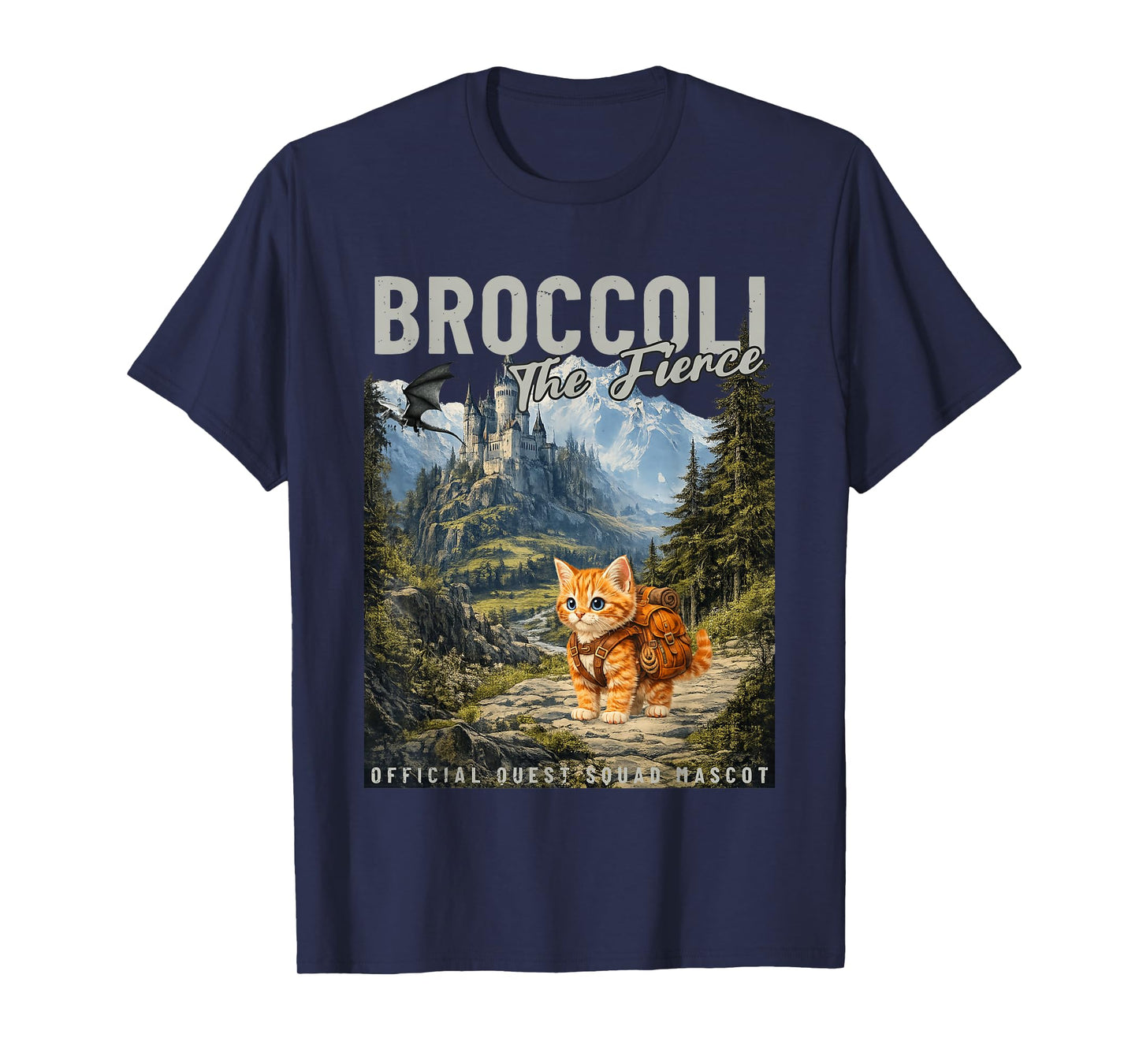 Quest Fantasy Squad Broccoli Funny Cat T-Shirt