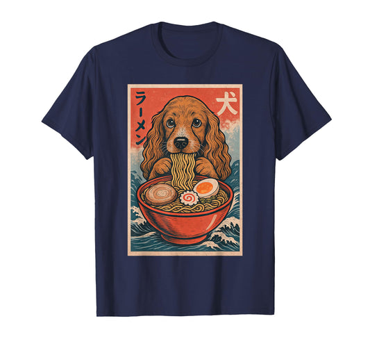 Cocker Spaniel Eating Ramen Kawaii Anime Dog Lover T-Shirt