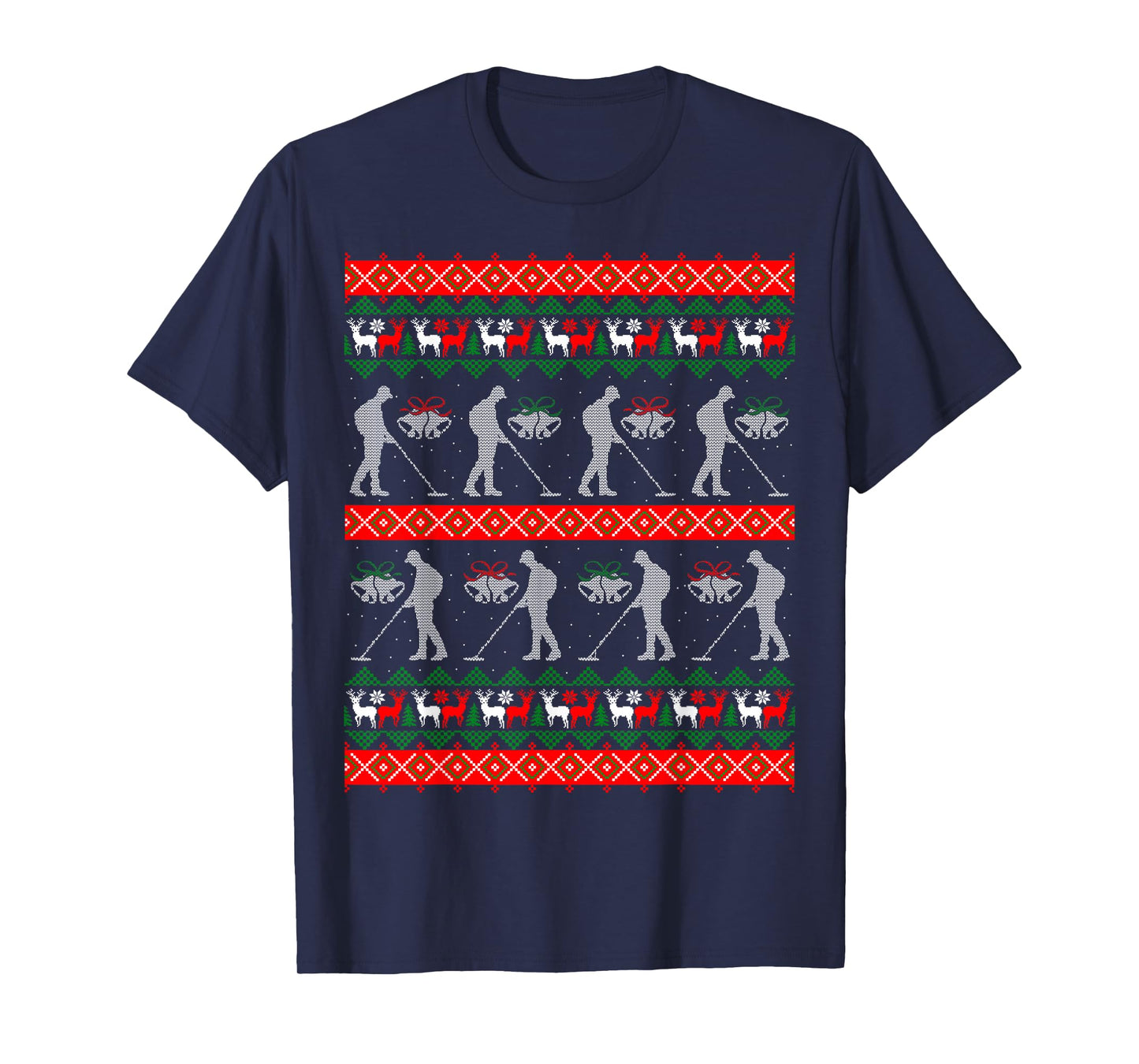 Funny Metal Detecting Xmas Ugly Sweater Gifts T-Shirt
