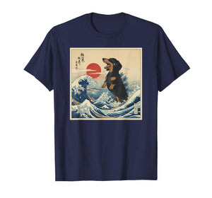 Dog Dachzilla Funny Dachshund Japanese Wave Parody T-Shirt