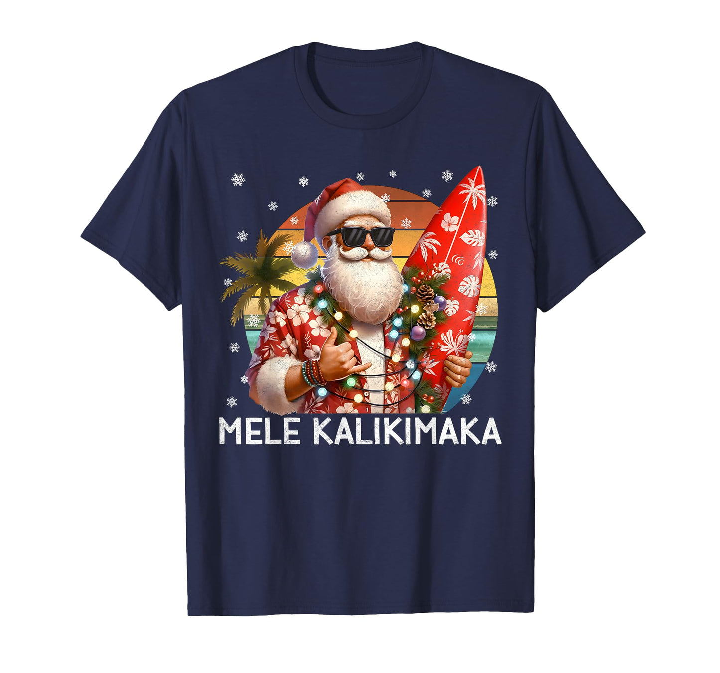Mele Kalikimaka Retro Santa Rock On Pjs Christmas Xmas Men T-Shirt