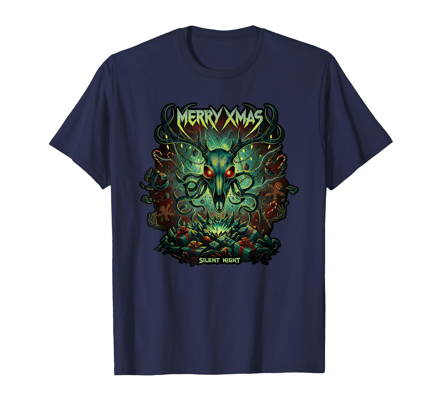Merry Christmas Heavy Metal Band Death Metal Vintage Santa T-Shirt