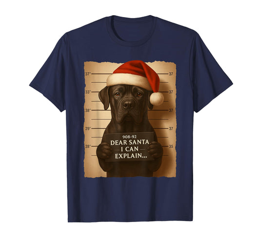 Funny Christmas Dog - Cute Cane Corso Santa Hat Tee T-Shirt