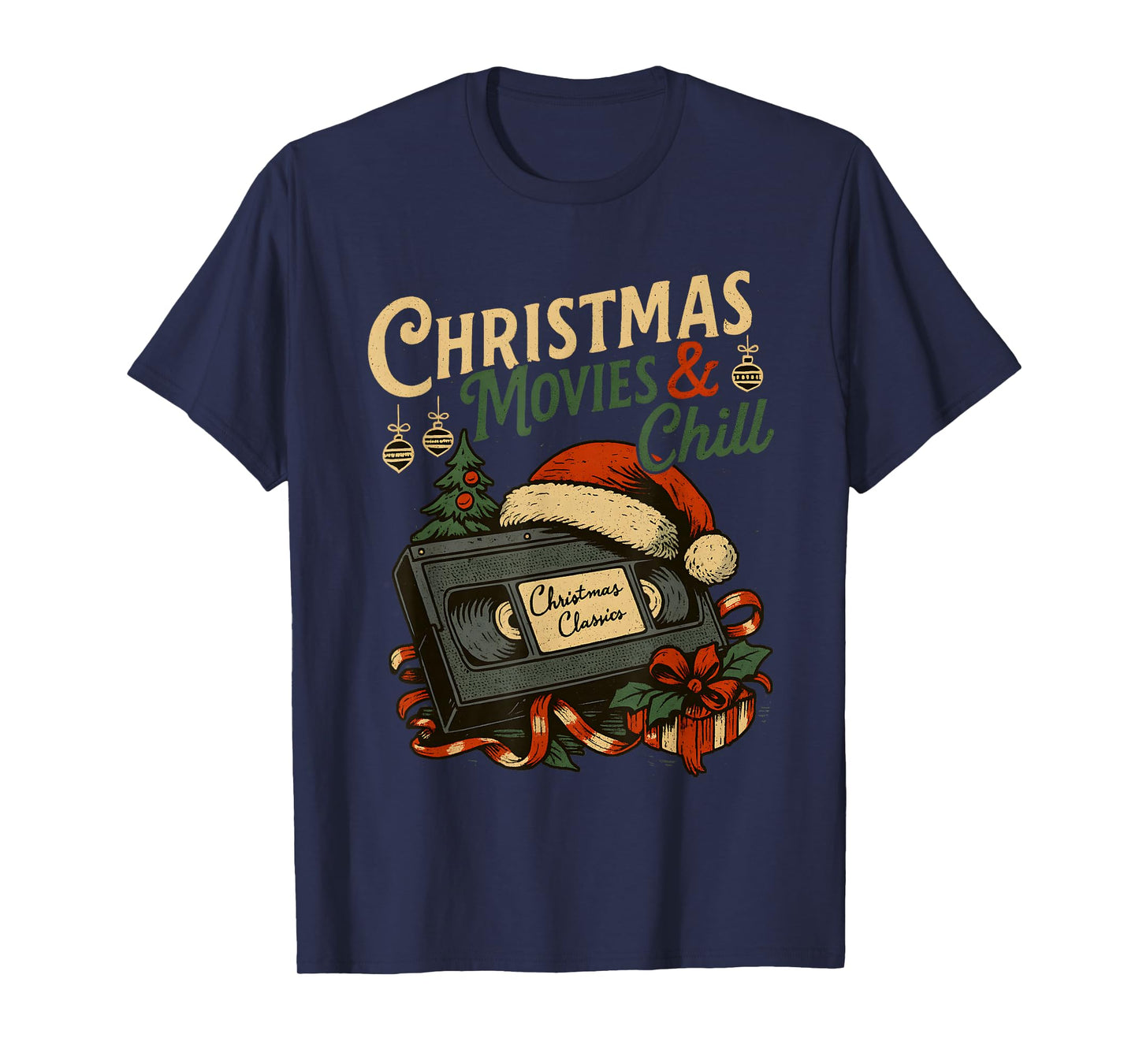 Christmas Movies Chill Vintage Tape Holiday Cozy T-Shirt