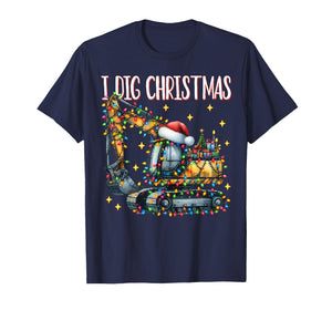 I Dig Christmas Excavator Christmas Tree Light Christmas Boy T-Shirt