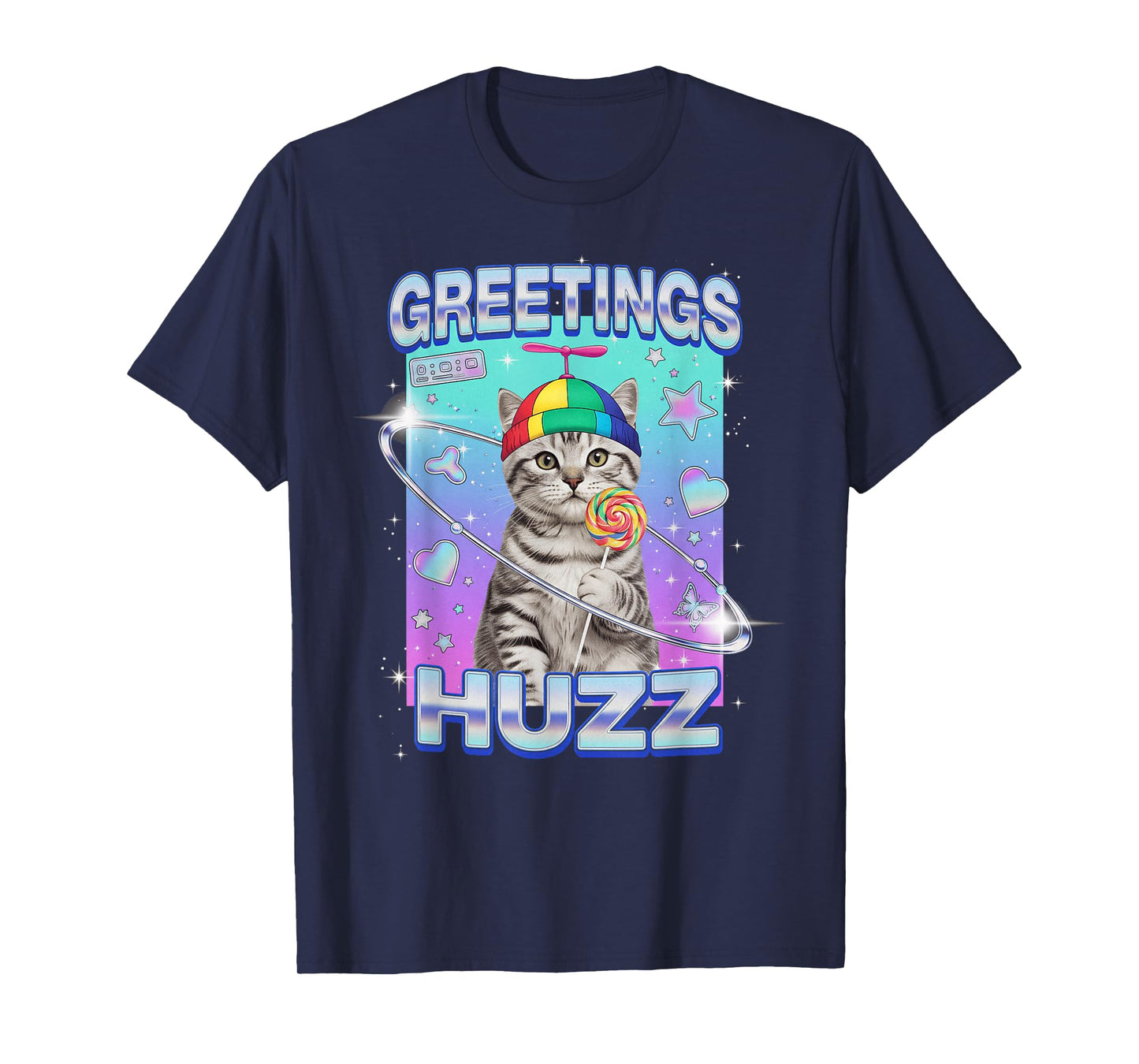 Funny Cat Meme Greetings Huzz Cat Brainrot Gen Alpha Slang T-Shirt