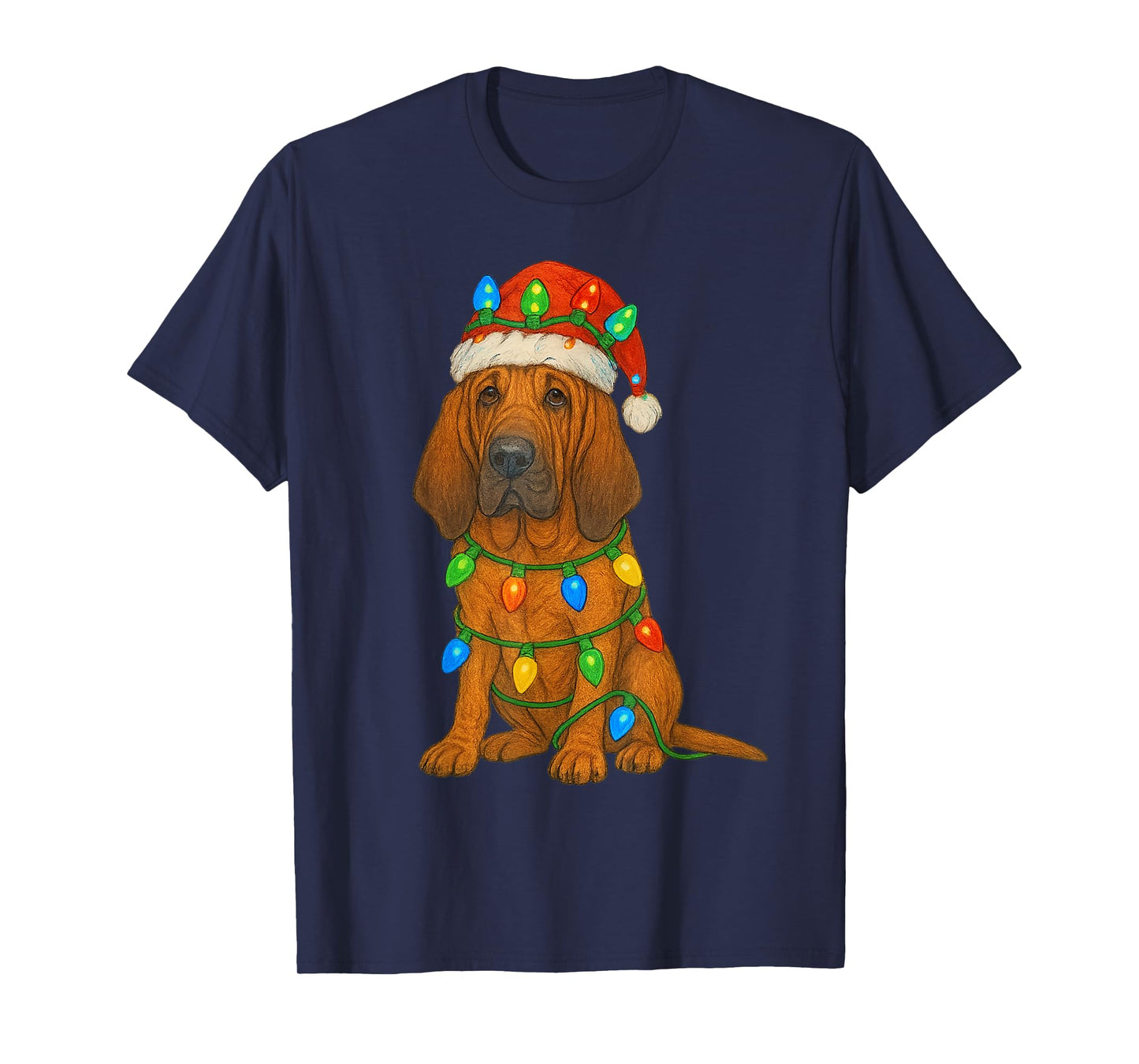 Bloodhound Christmas Lights Dog Lover Xmas Pajama T-Shirt