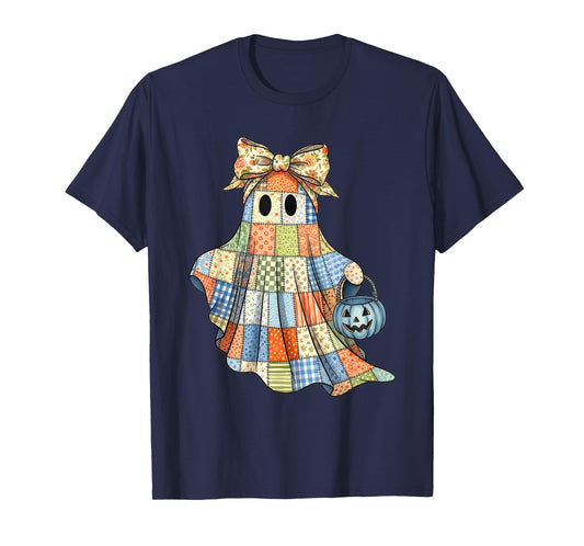 Patchwork Quilter Fall Ghost Bow Quilt Block Autumn Quilting T-Shirt