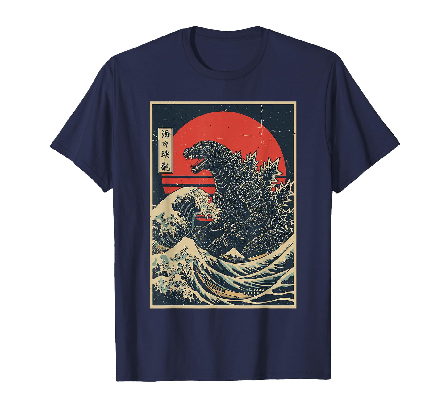Japanese Shirt Kaiju Wave Art Retro Monster Vintage Graphic T-Shirt