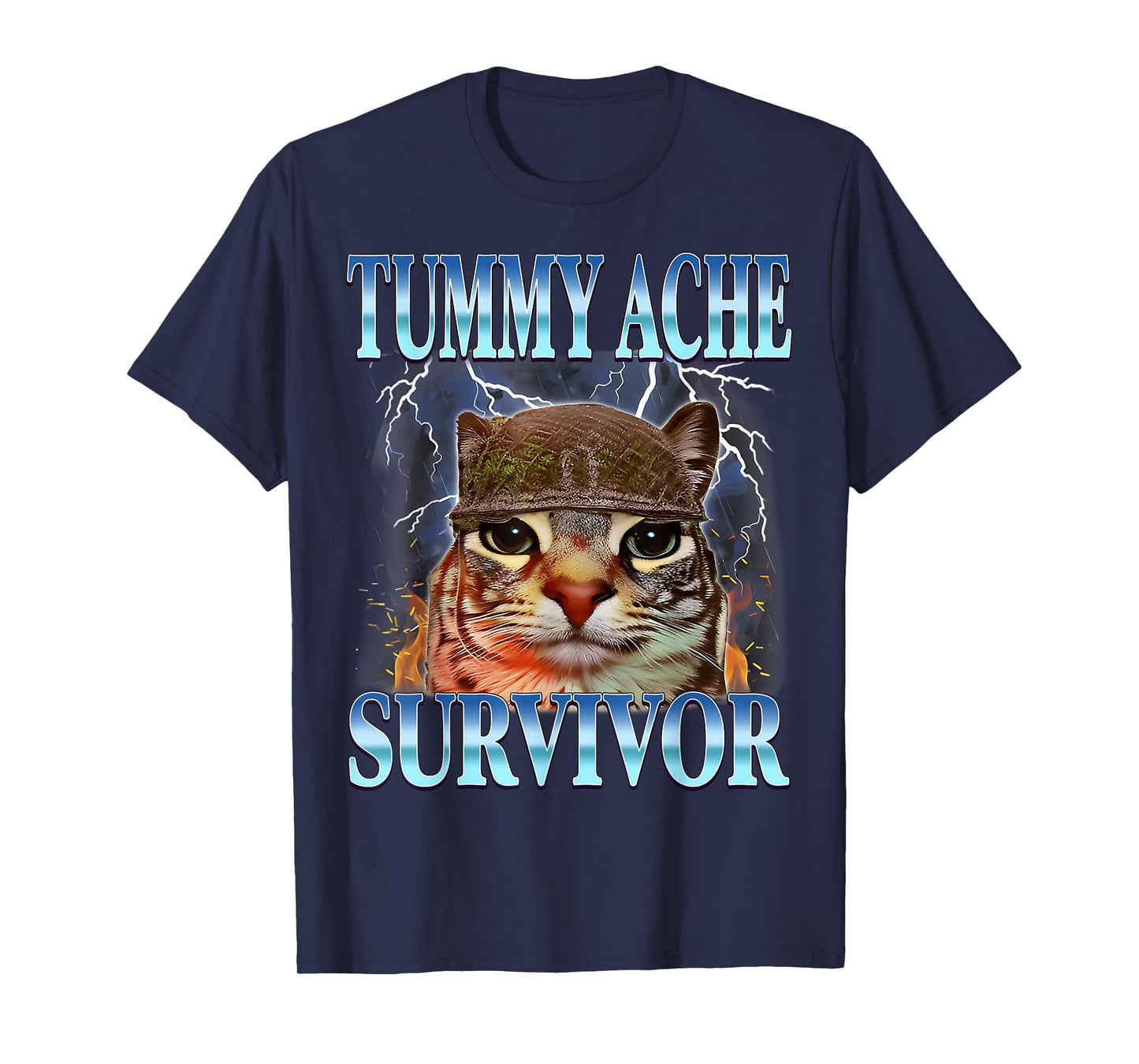 I Survived Today's Tummy Ache Survivor Funny Cat Meme T-Shirt
