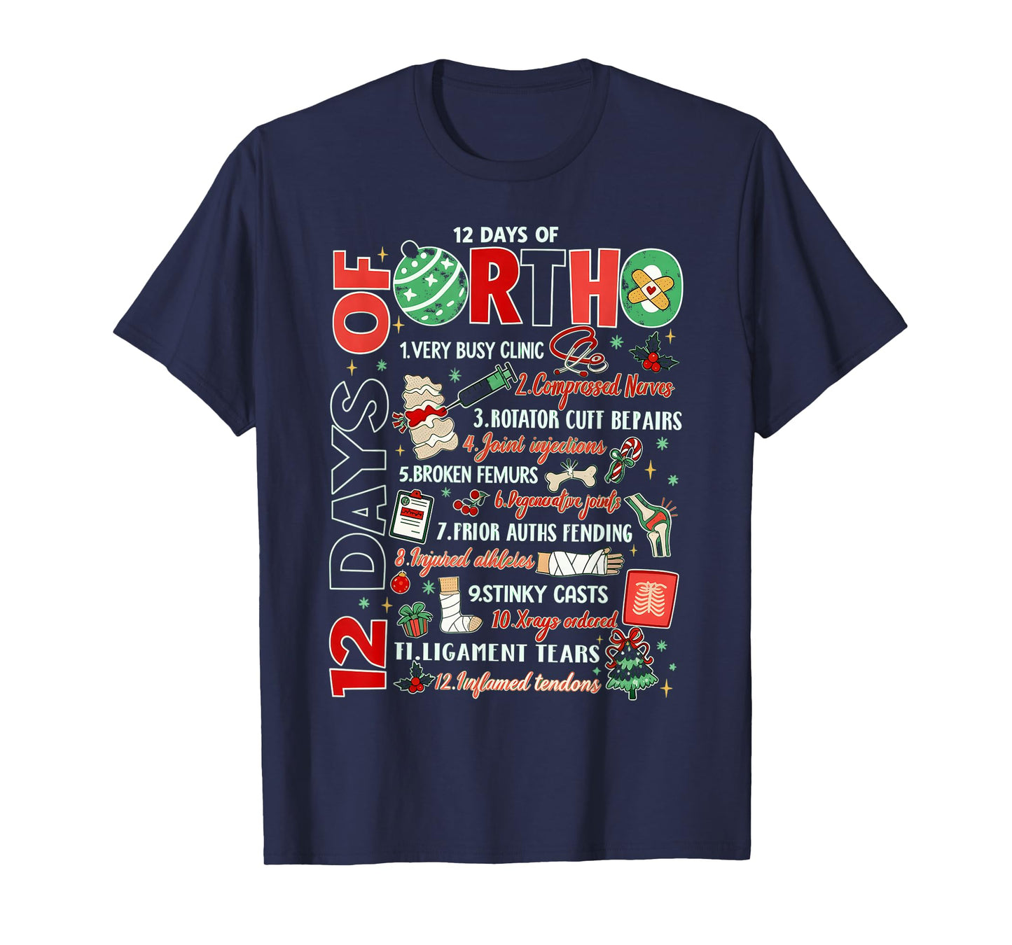 12 Days of Ortho Christmas Orthopedic Nurse Nursing Matching T-Shirt