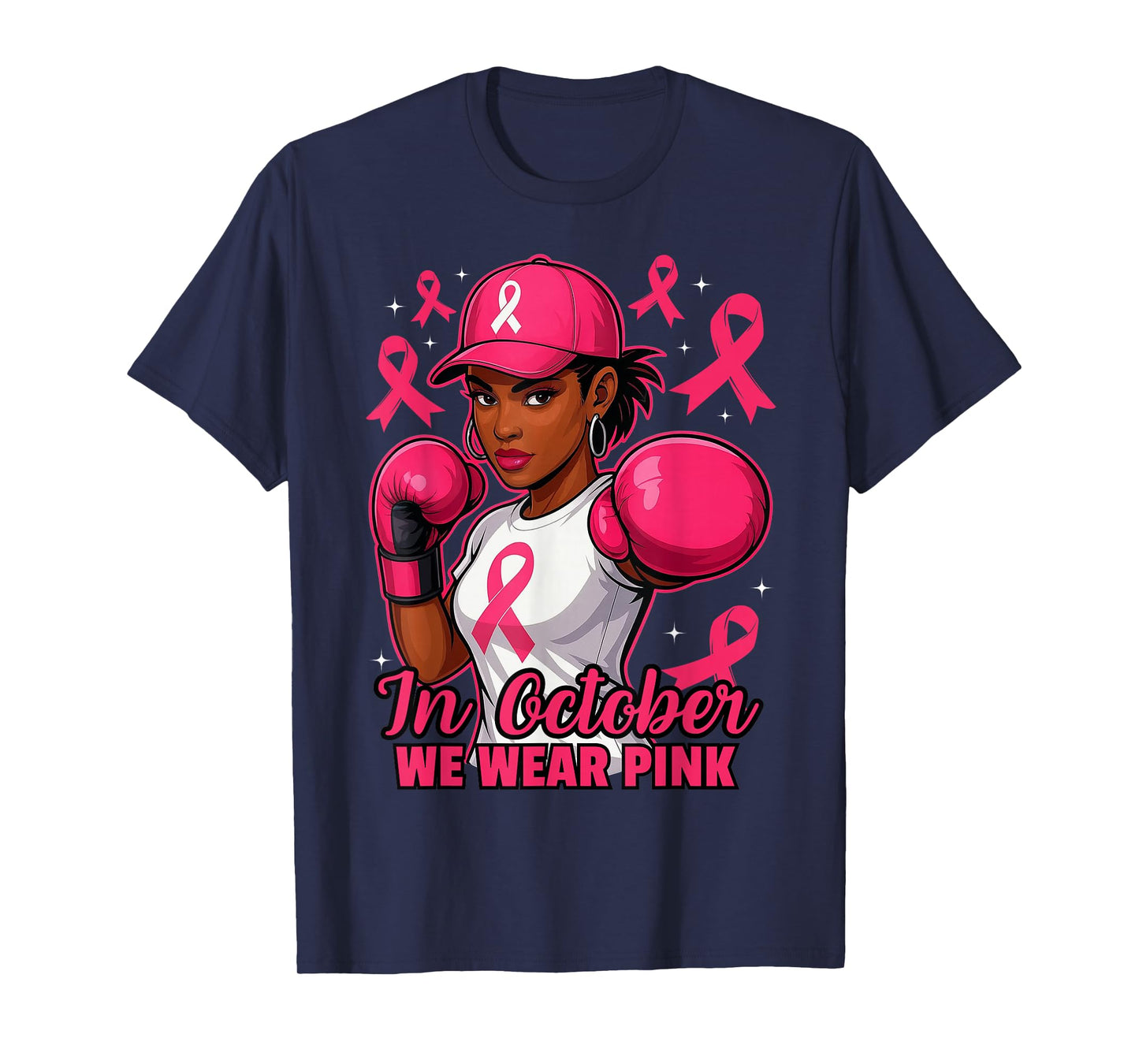 African American Women in October We Wear Pink Breast Cancer T-Shirt