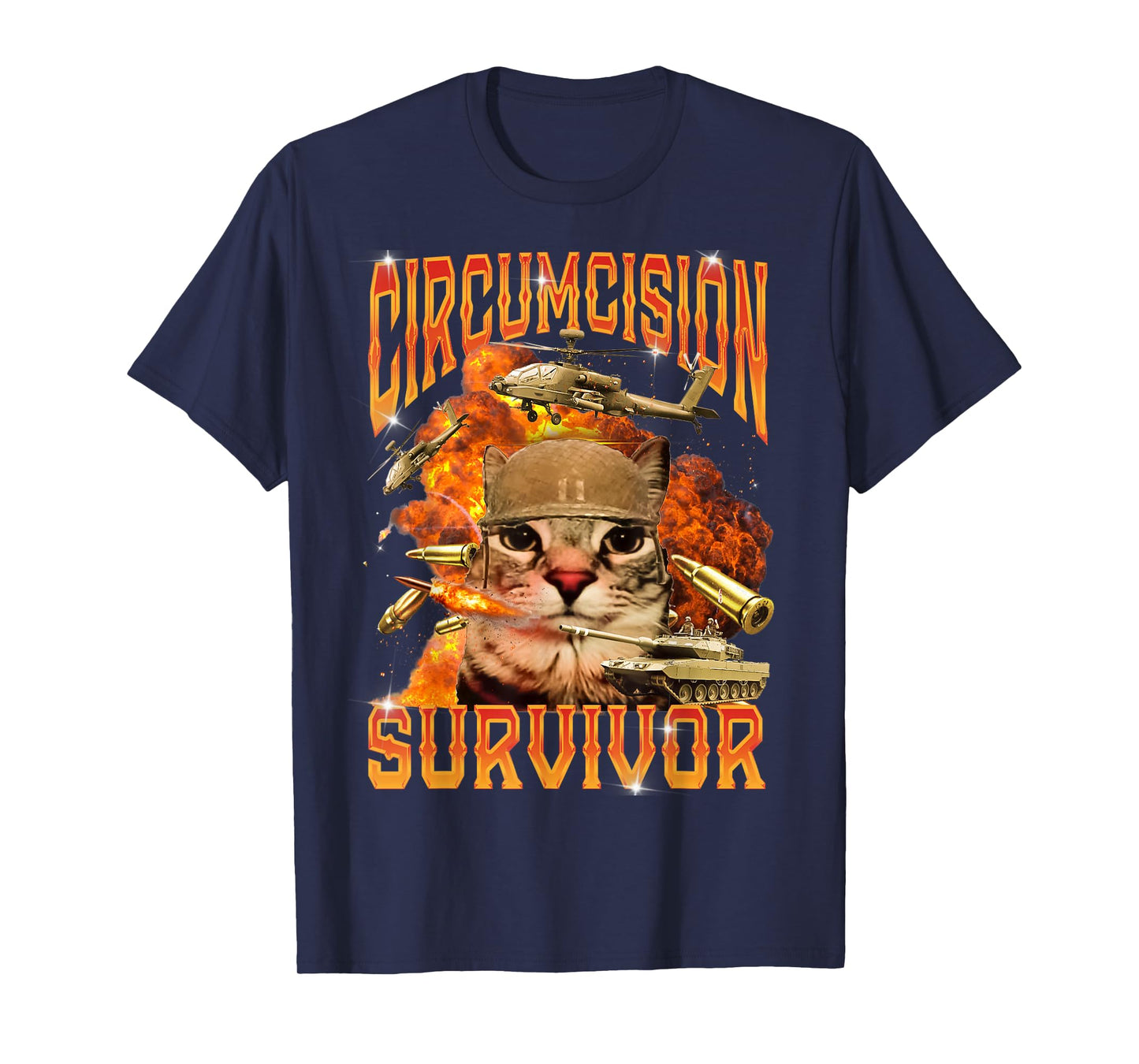 Circumcision Survivor Cat Meme Funny T-Shirt
