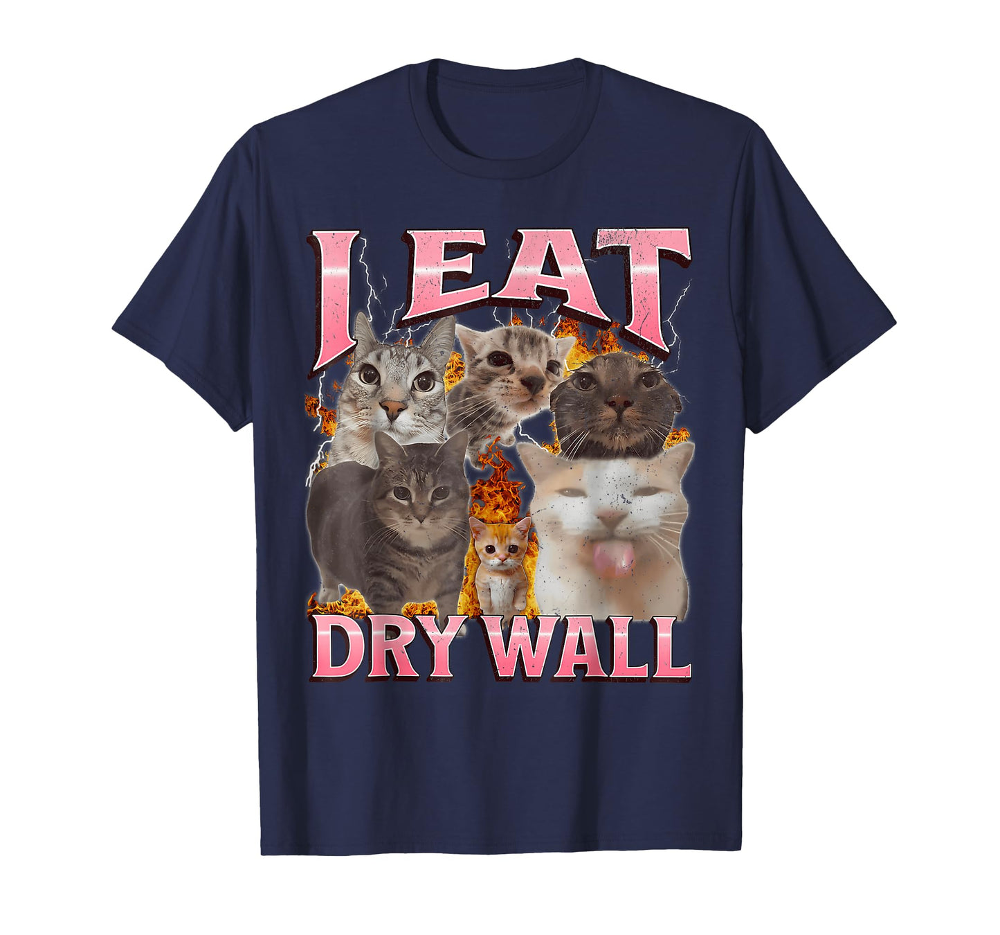 I Eat Cement Funny Cat Meme Bootleg Graphic T-Shirt