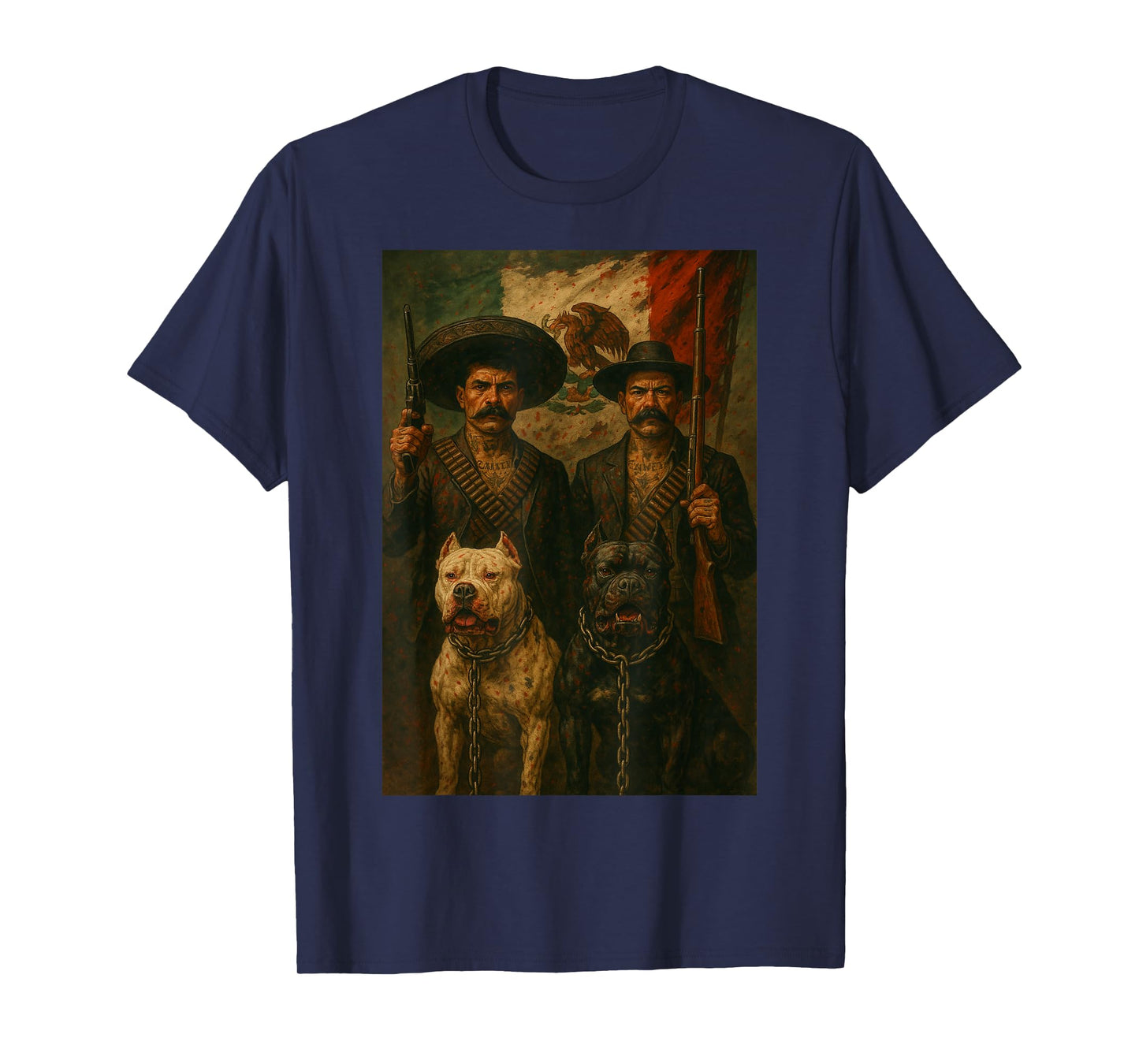 Zapata Villa Pit Bull Mexican Flag T-Shirt