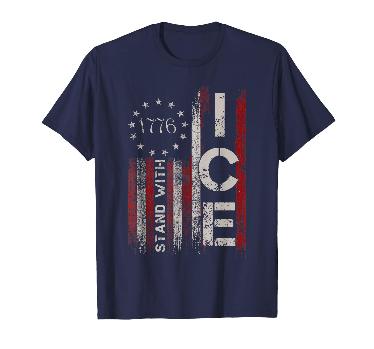 Support ICE Immigration Officers American Flag Border Patrol T-Shirt
