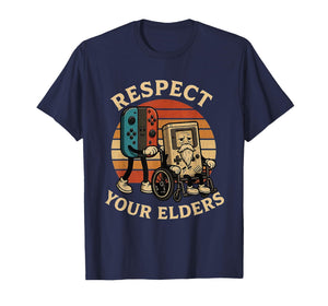 Respect Your Elders Funny Retro Gaming Tech Quote T-Shirt