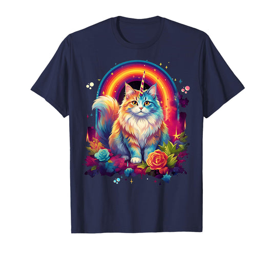 Kawaii Rainbow Kitty Caticorn Mainecoon Cat Unicorn Magical T-Shirt