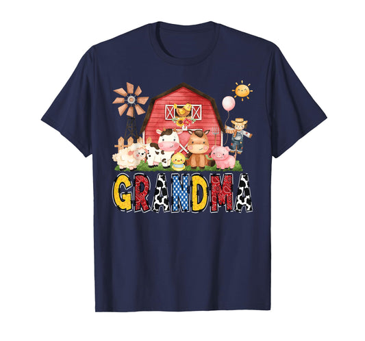 Grandma Farm Cow Birthday Boy Matching Family Party T-Shirt