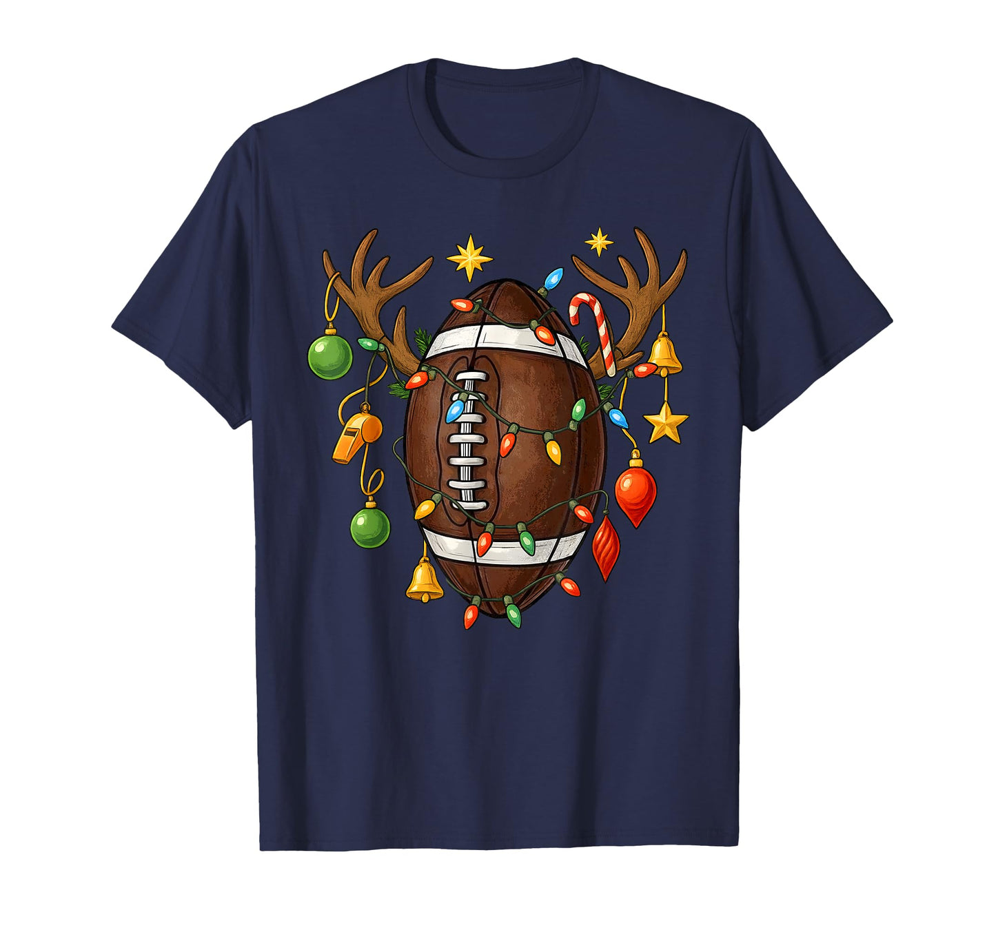 Football Reindeer Antlers Christmas for Men Women Teen Kids T-Shirt