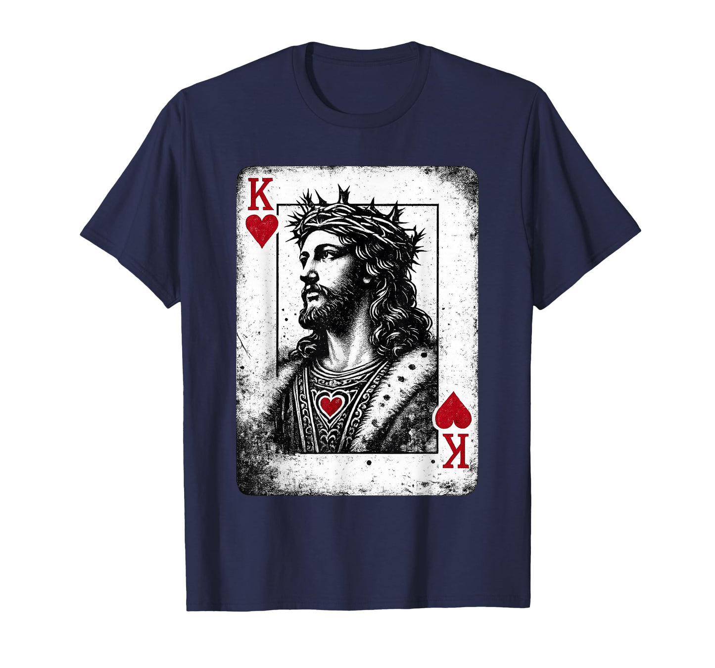 Jesus King of Hearts Retro Religious Card Game Lover T-Shirt
