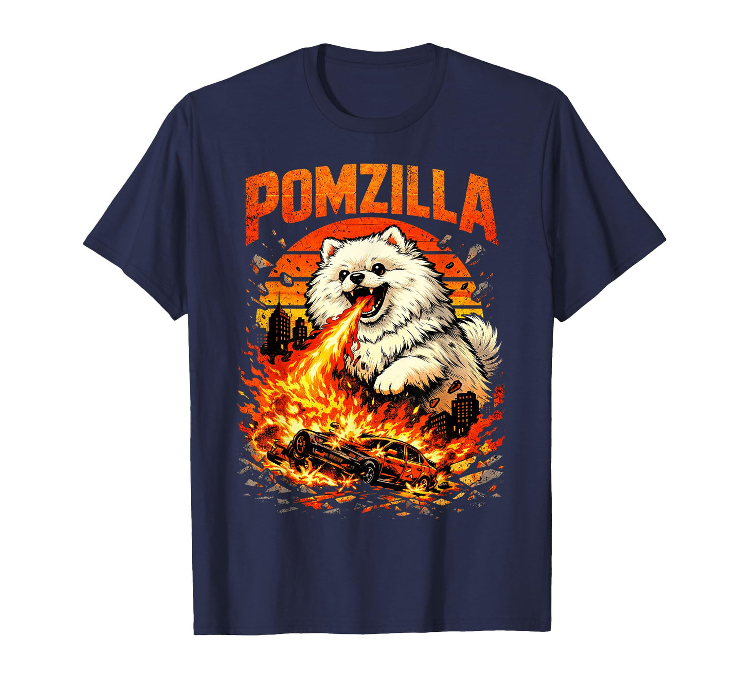 Pomzilla Pomeranian Dog Lover Vintage Monster Pom Dog T-Shirt