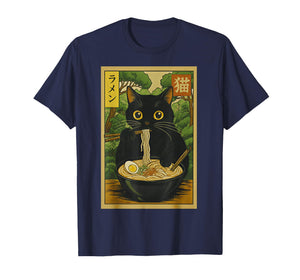 Funny Forest Ramen Cat Japanese Noodle Kitten T-Shirt