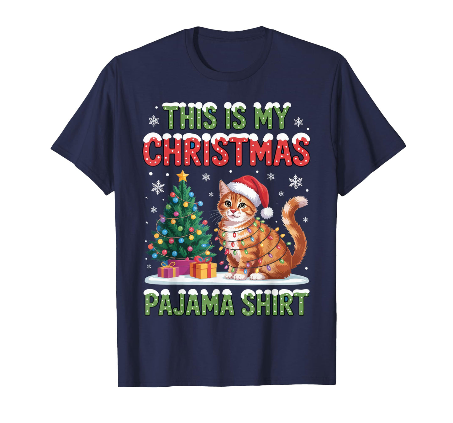 This is My Christmas Pajama Shirt Cat Lovers Holiday Fun T-Shirt
