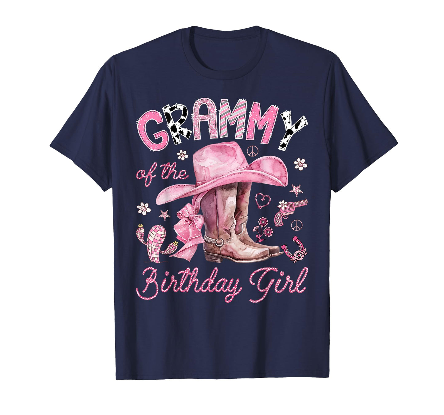 Grammy of The Birthday Girl Pink Cowgirl Western Rodeo T-Shirt