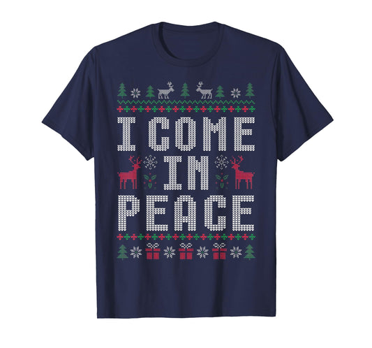 I Come in Peace Couple Matching Ugly Christmas Sweater T-Shirt