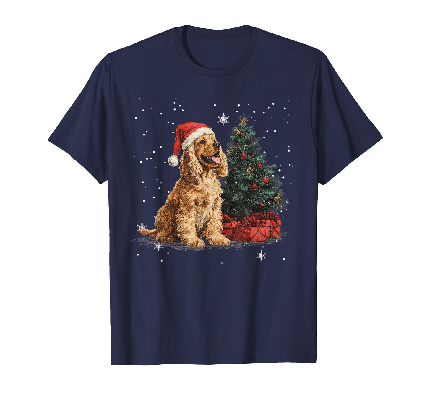 Funny Cocker Spaniel Dog Christmas Tree Women Men Kids T-Shirt