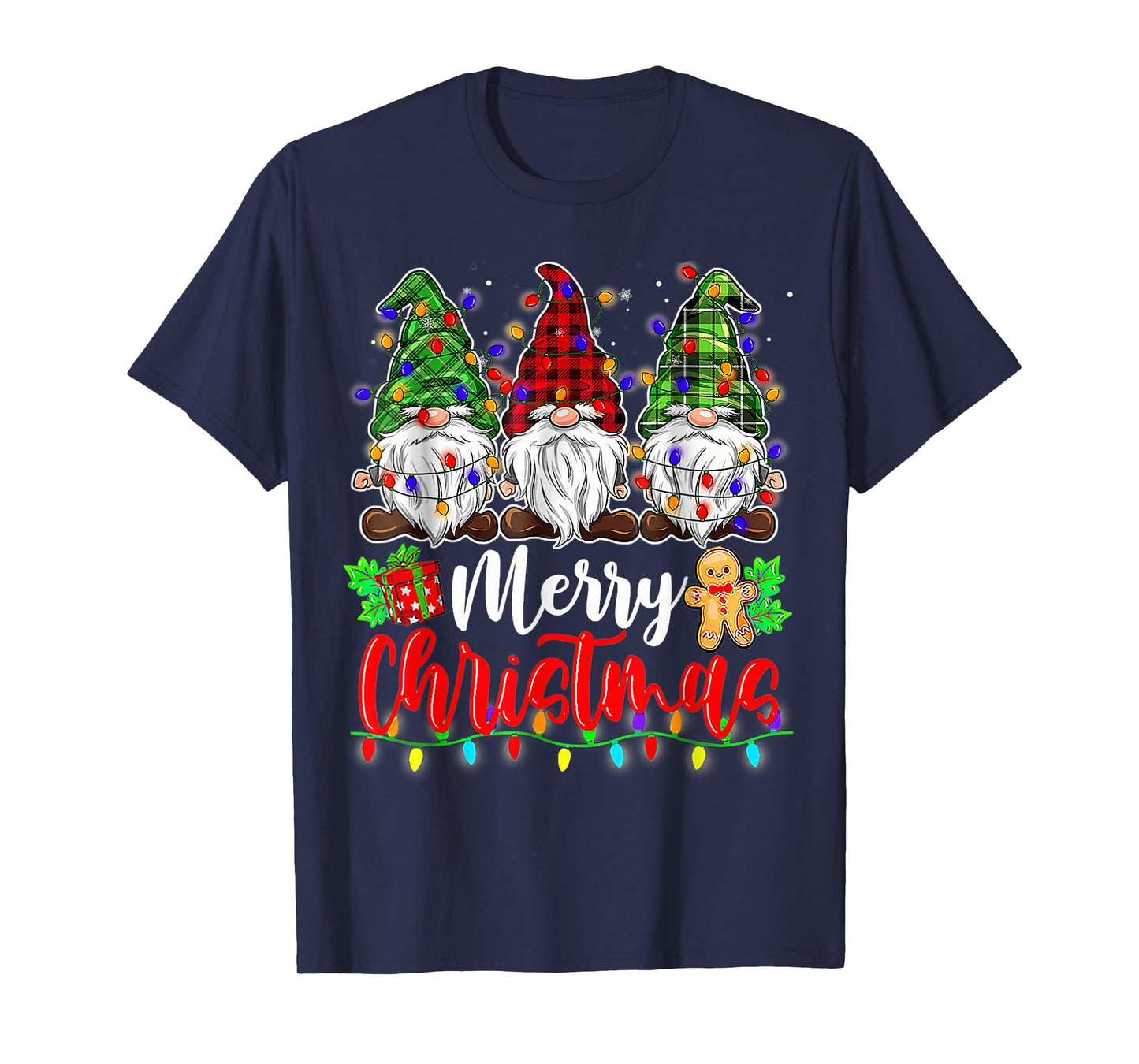 Gnomes Merry Christmas Light Gnome Xmas T-Shirt