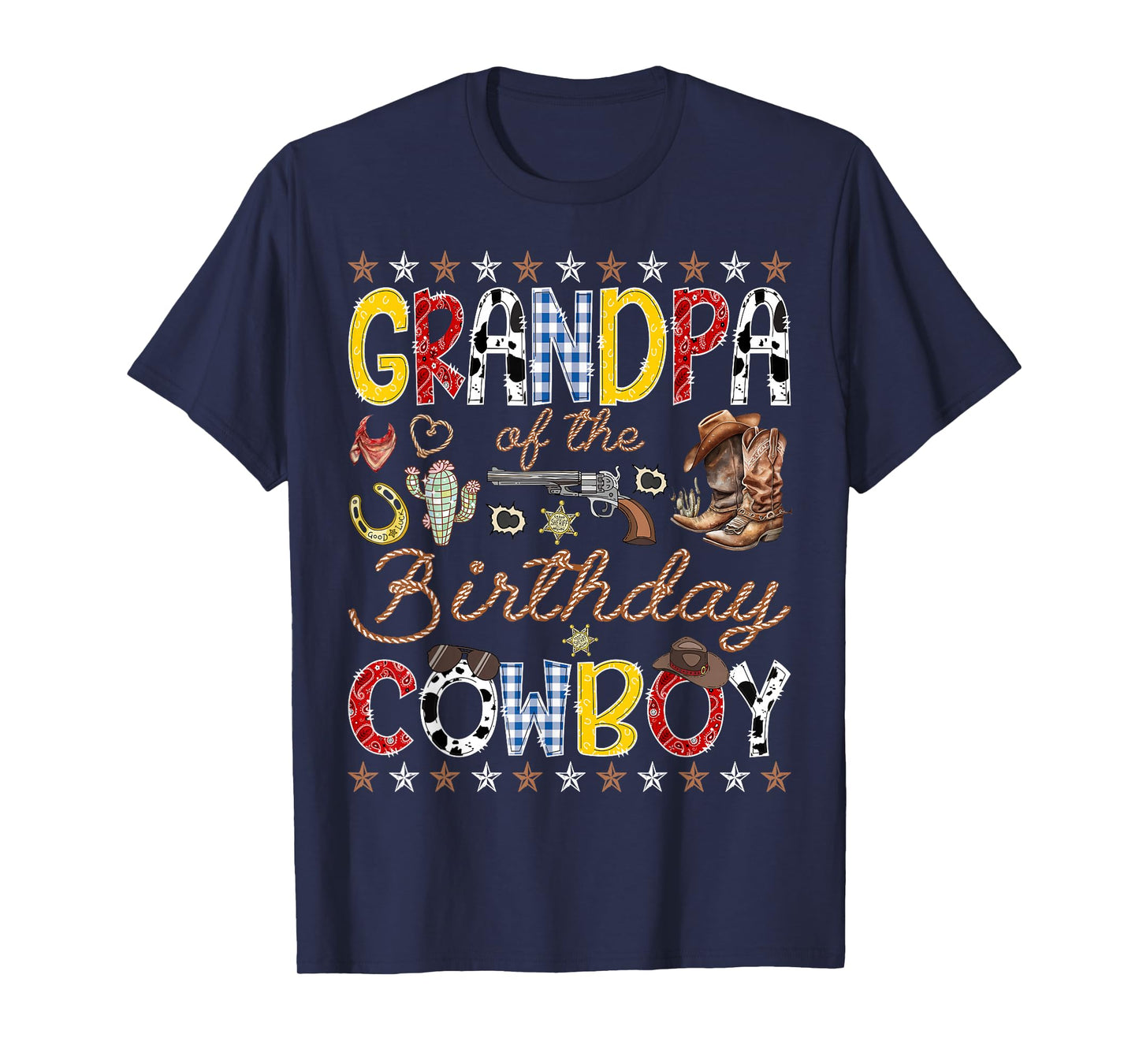 Grandpa of The Birthday Cowboy Western Rodeo Grandpa T-Shirt