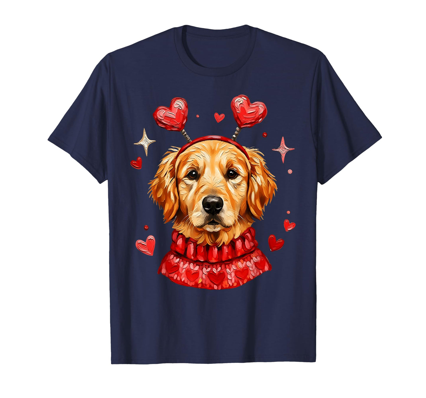 Golden Retriever Valentine Cute Heart Dog Mom Dad Dog Lover T-Shirt