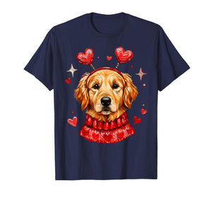 Golden Retriever Valentine Cute Heart Dog Mom Dad Dog Lover T-Shirt