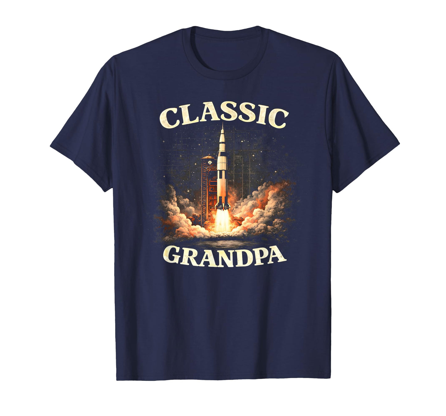 Classic Grandpa Vintage Rocket Retro Space Explorer Style T-Shirt