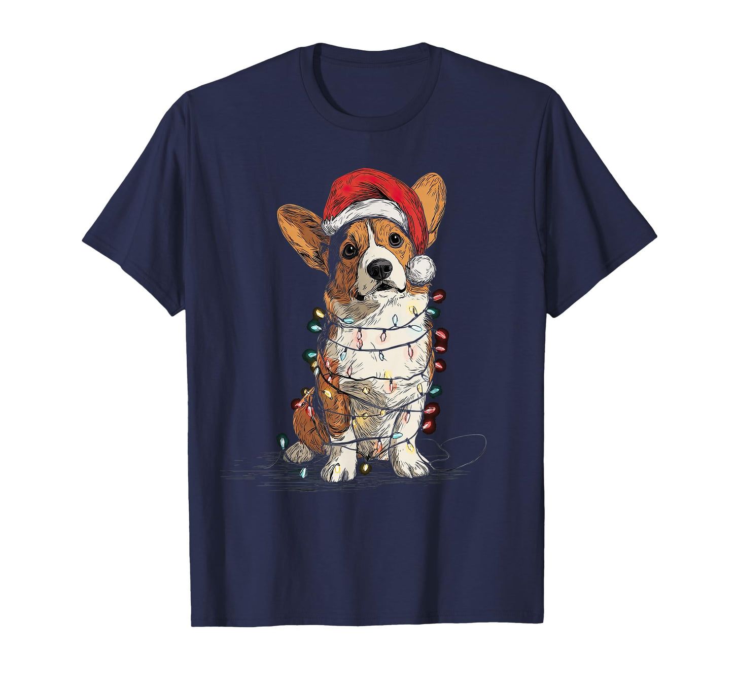 Funny Cardigan Welsh Corgi Christmas Graphics Dog Lights T-Shirt