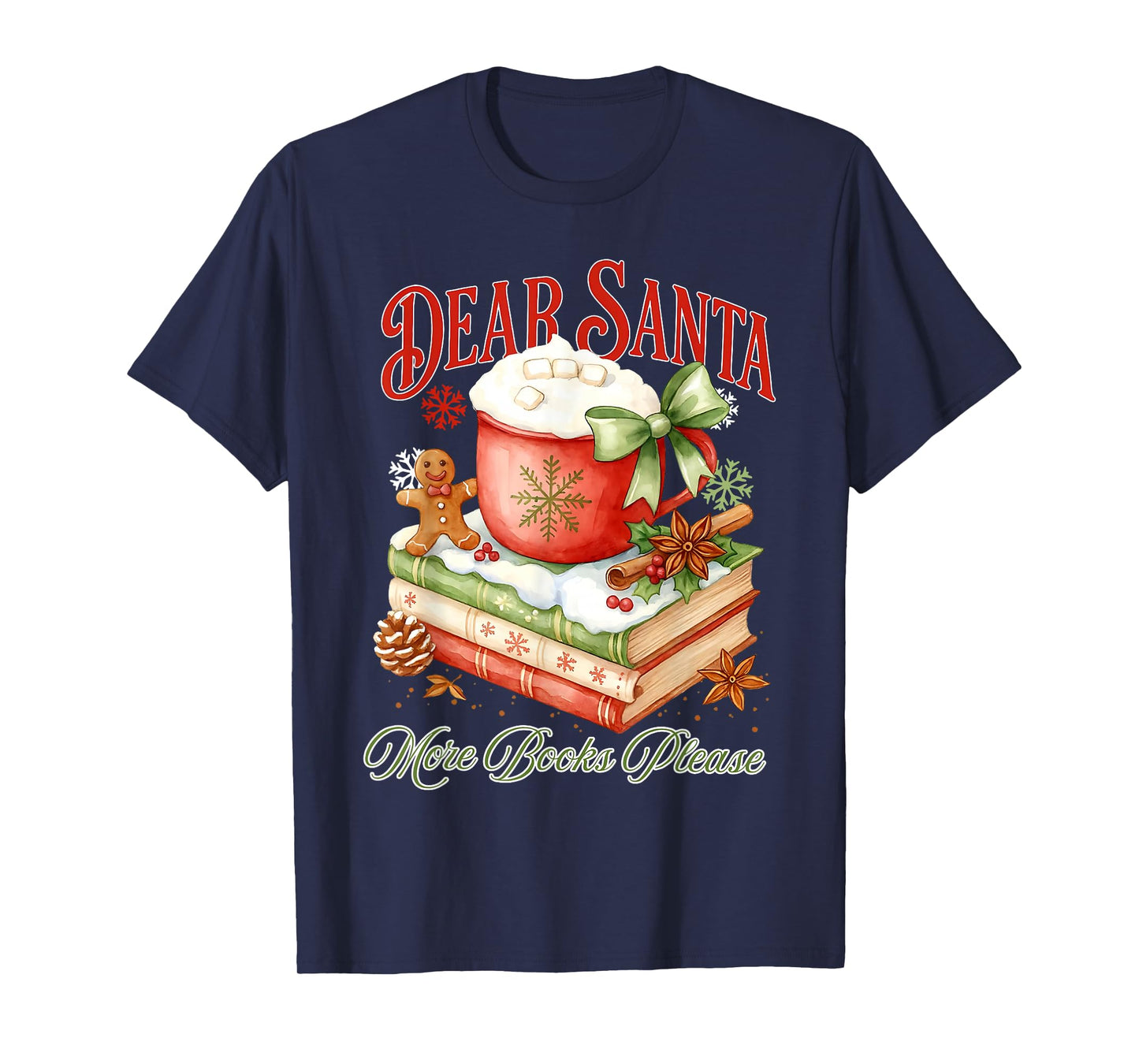 Retro Dear Santa More Books Please Reading Book Christmas T-Shirt