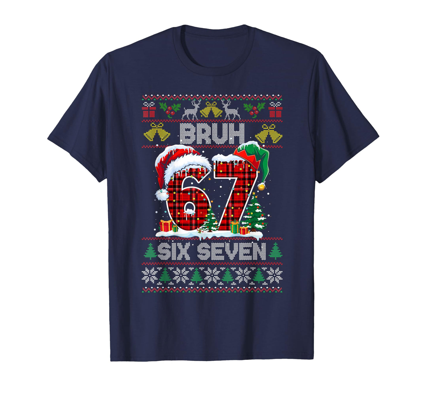 67 Bruh Meme Six Seven Christmas Ugly Sweater Kids Boys T-Shirt