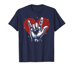 I Love You Hand Sign ASL Heart Women Kids Men Valentine T-Shirt