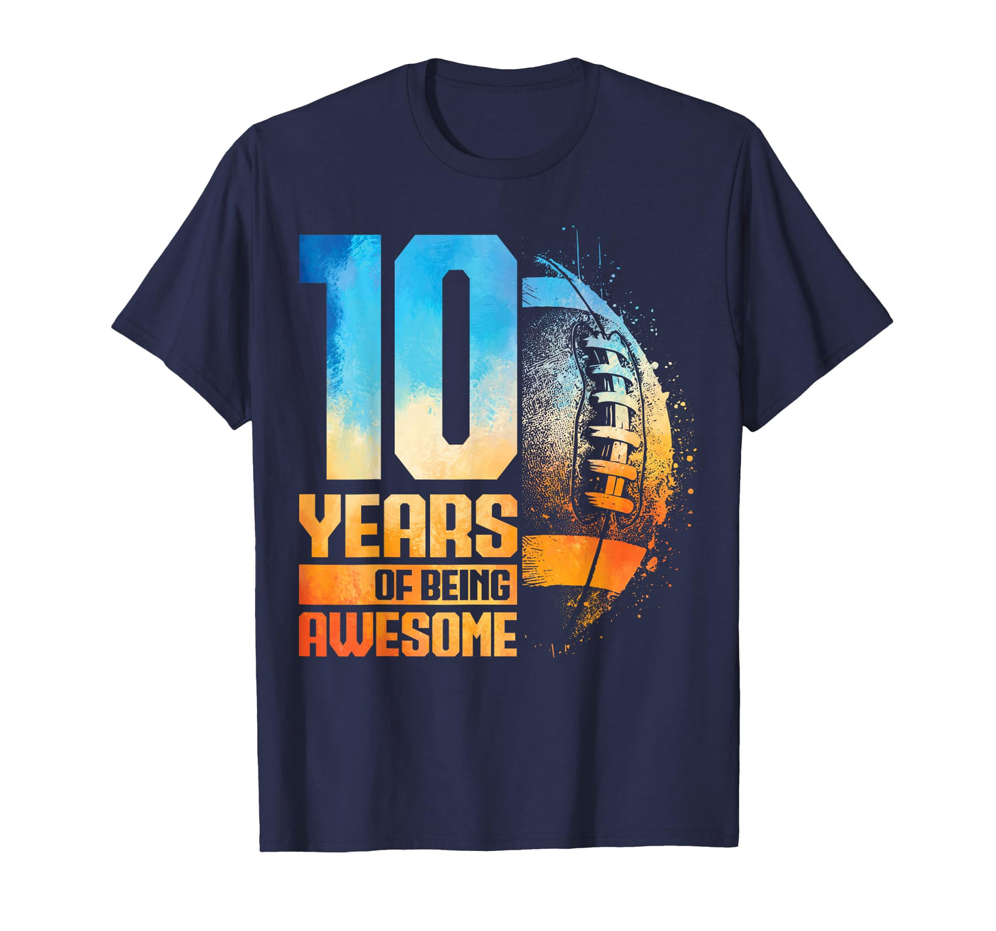 10th Birthday Retro American Football 10 Years Old Boy Girl T-Shirt