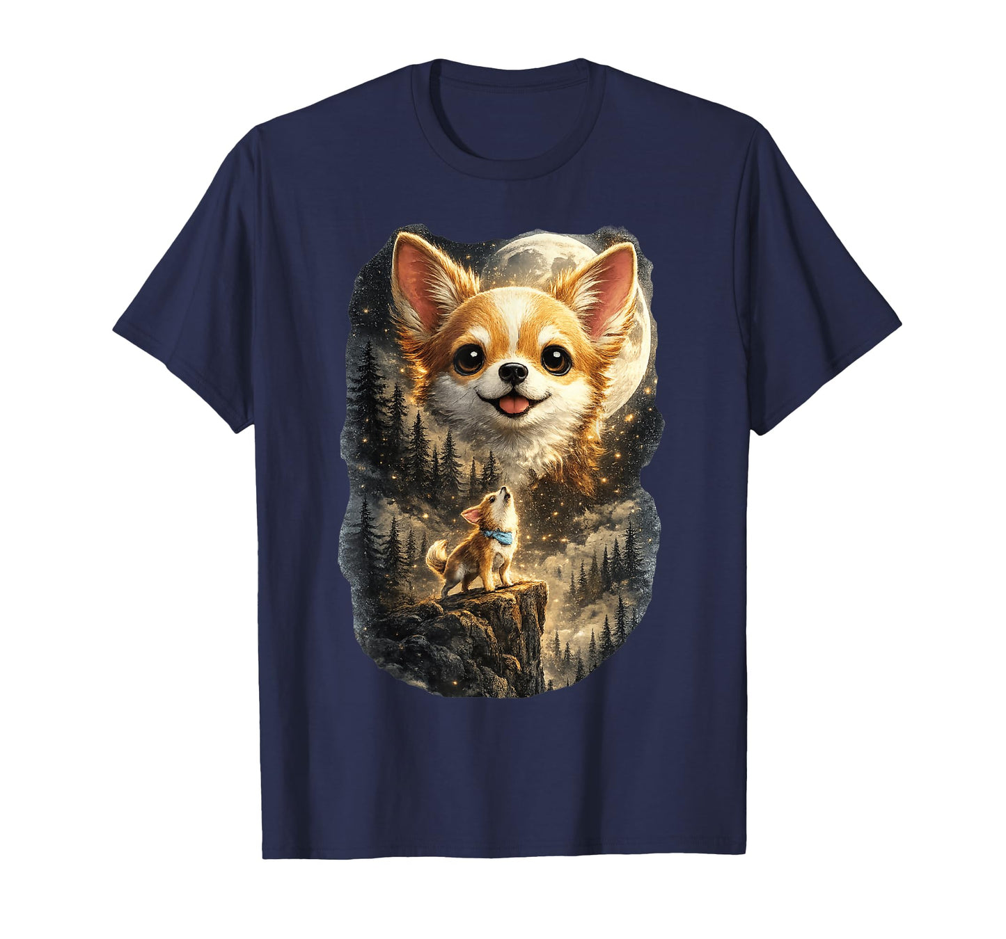 Chihuahua Howling to The Moon Tee Vintage 90s Retro Animal T-Shirt