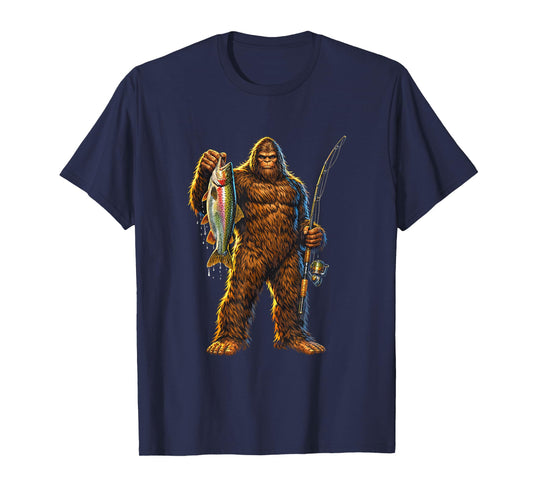 Funny Bigfoot Sasquatch Fishing Outdoor Camping Father's Day T-Shirt