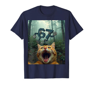 Funny 67 Cat Selfie 6 7 Brainrot Teen Boys Meme Hands Kids T-Shirt