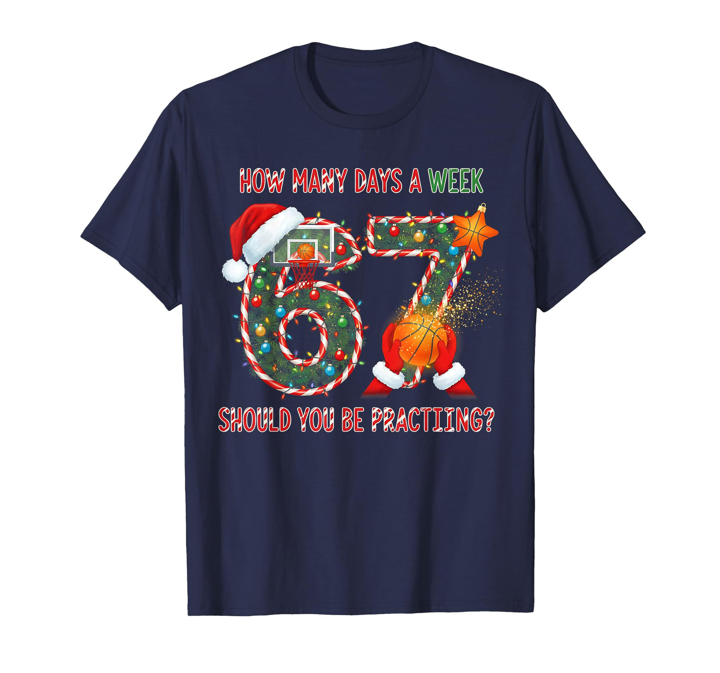 67 Christmas 6 7 Meme Basketball Pajamas Boys Girls Kids T-Shirt