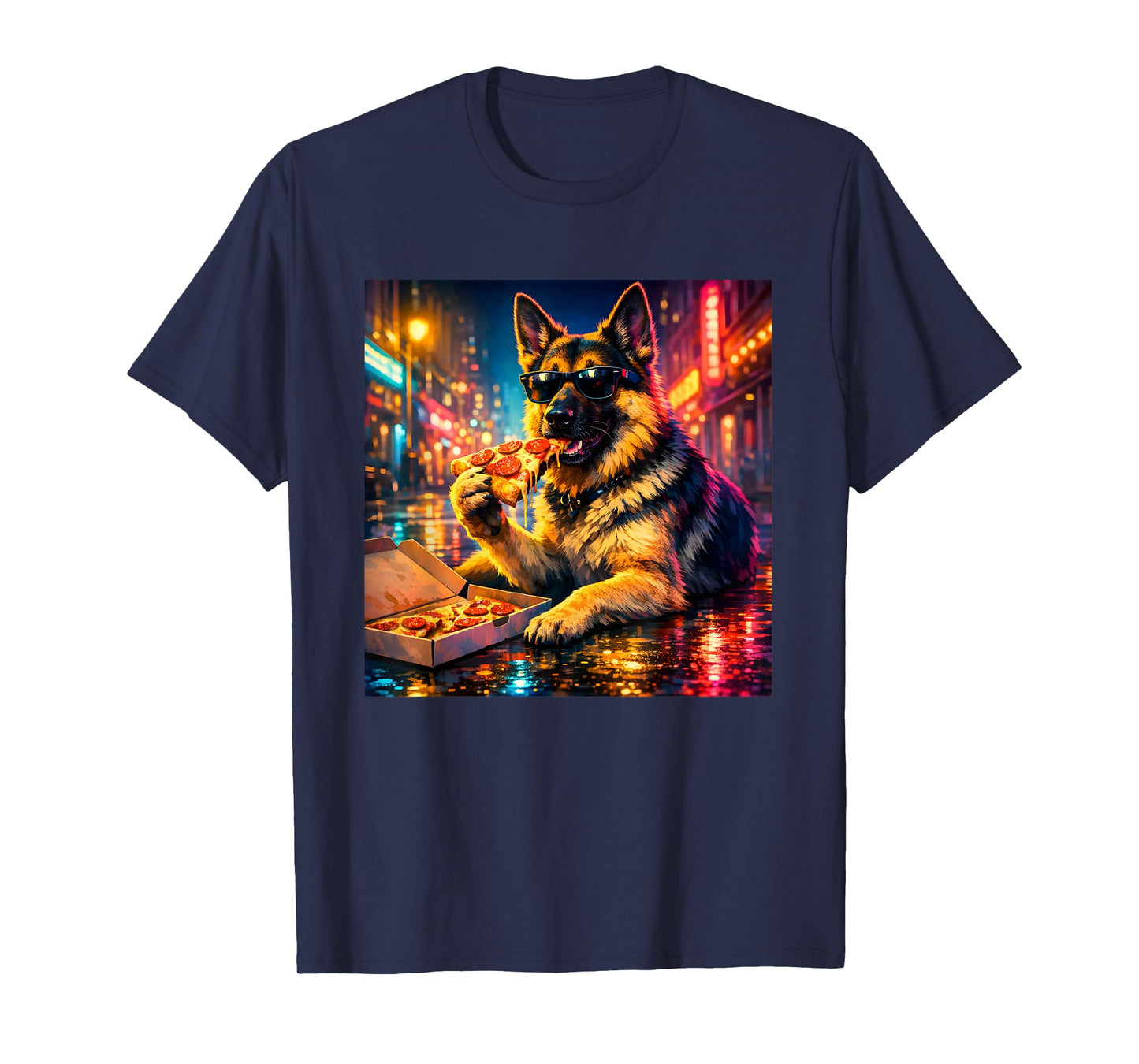 Funny German Shepherd Eating Pizza for Kids Dogs Mom Youth T-Shirt