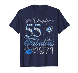 Chapter 55 55th Birthday Crown Wine Glass Denim and Diamonds T-Shirt